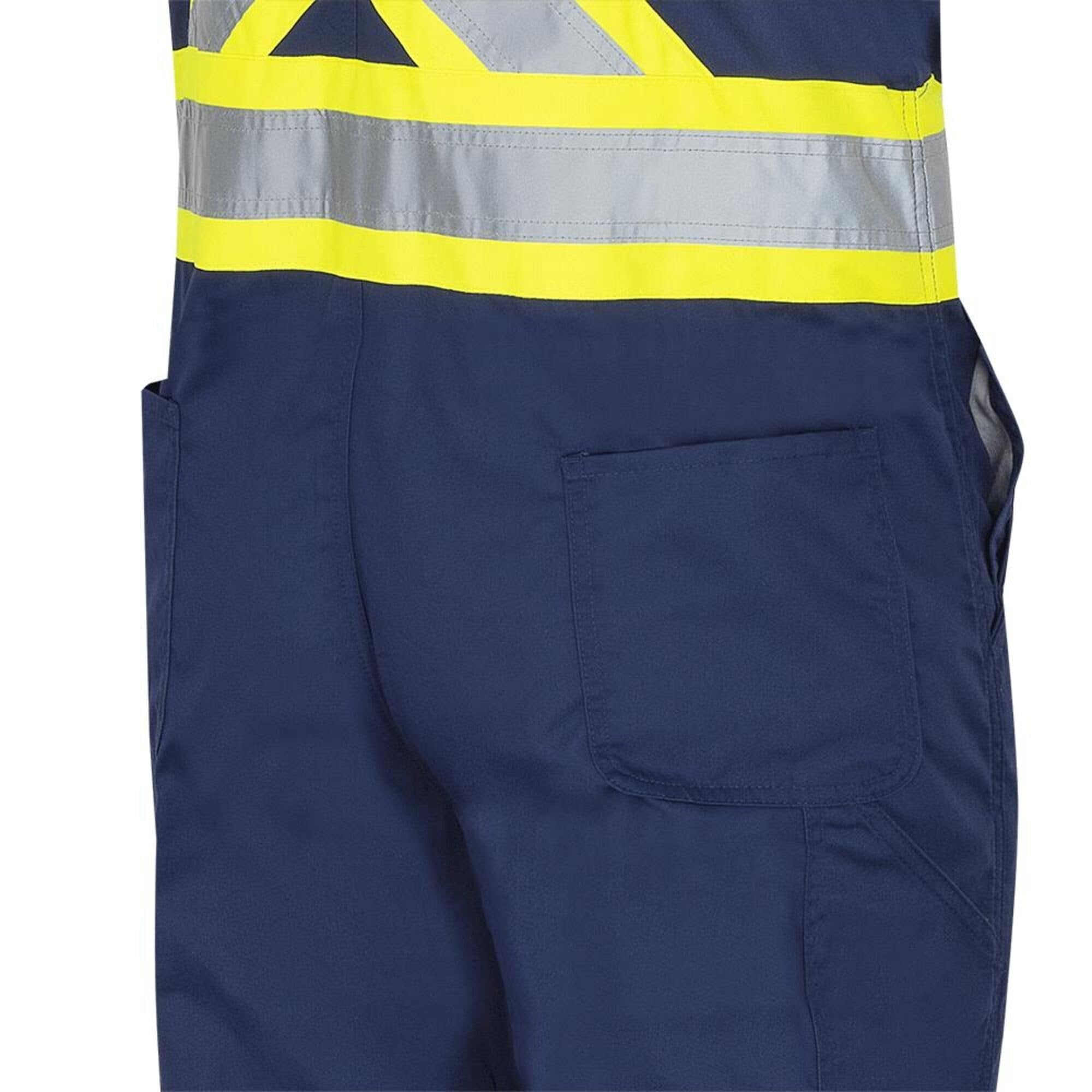 Pioneer CSA Hi Vis Overall Bib Work Pants, Reflective Stripe, 7 Reinforced Pockets, Tall Fit
