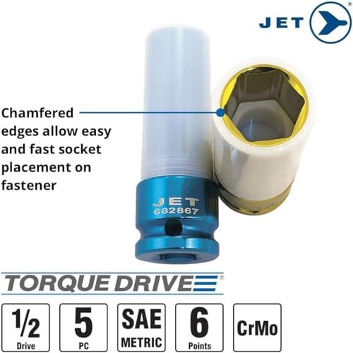 Jet 1/2-inch Drive, 5-Piece Deep SAE/Metric Professional Mag Wheel Impact Socket Set, 610341