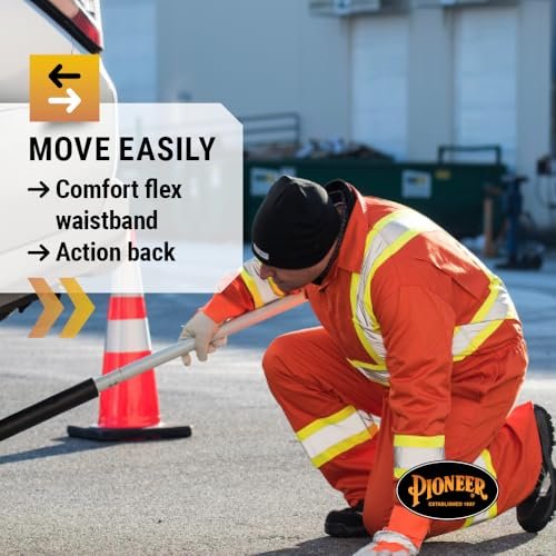 Pioneer CSA Action Back High Visibility Work Coverall with Elastic Waist & Adjustable Wrist, 7-Pocket