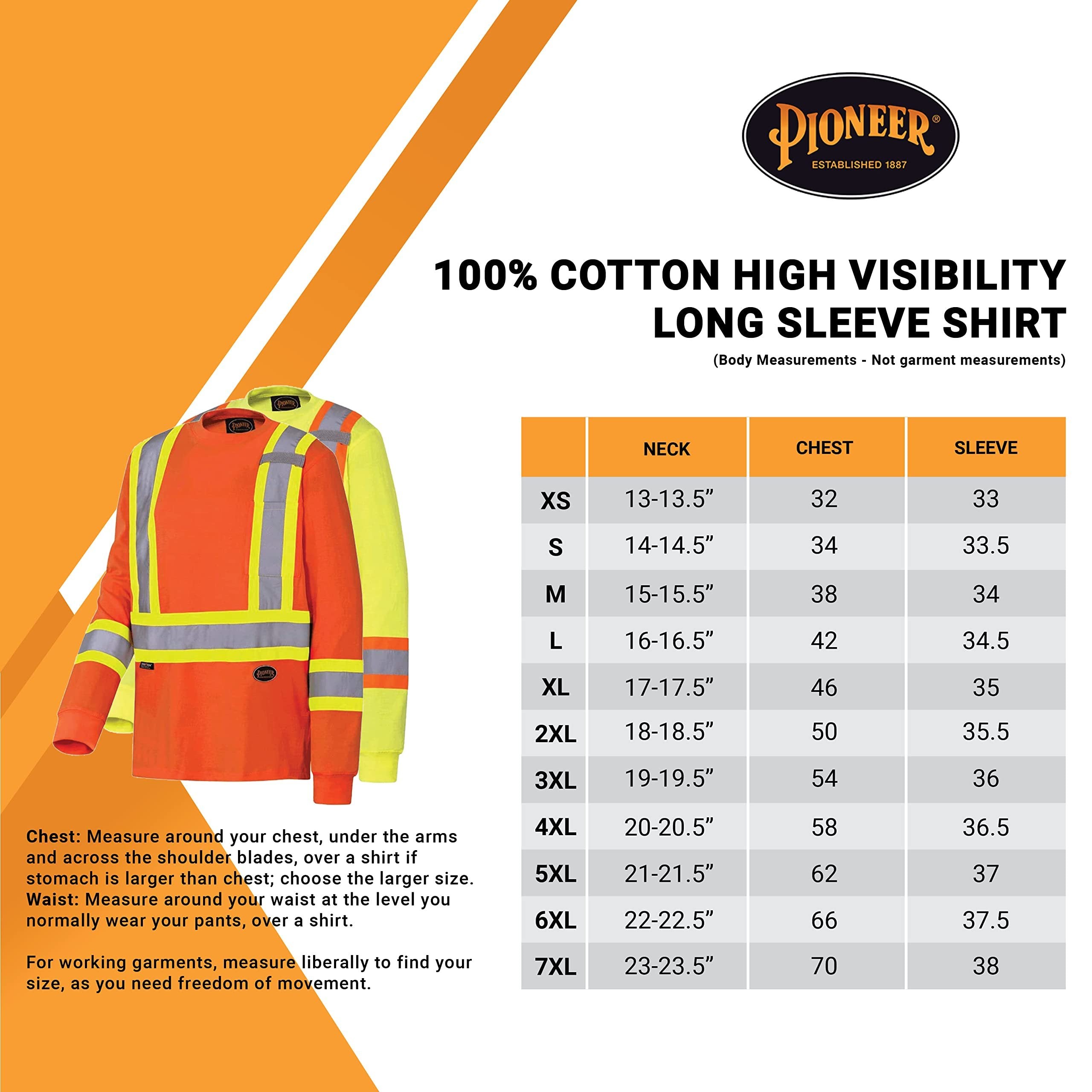 Pioneer 100% Cotton High Visibility Long Sleeve Shirt with Startech Reflective Tape