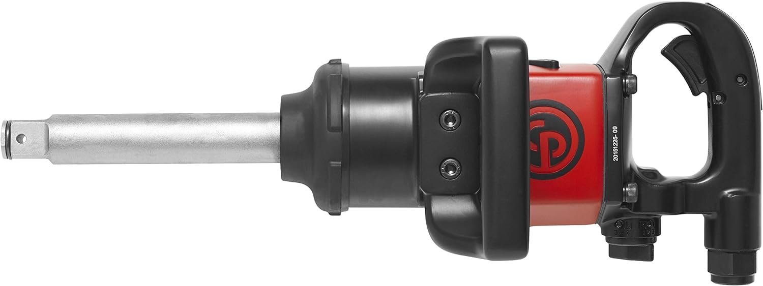 Chicago Pneumatique CP7783-6 - Clé à chocs pneumatique de 1 pouce avec enclume étendue de 6 pouces, poignée en D avec poignée latérale, couple de sortie inversé maximum 1770 pi lbf / 2400 Nm, 6200 tr/min, chien à bascule sans goupille
