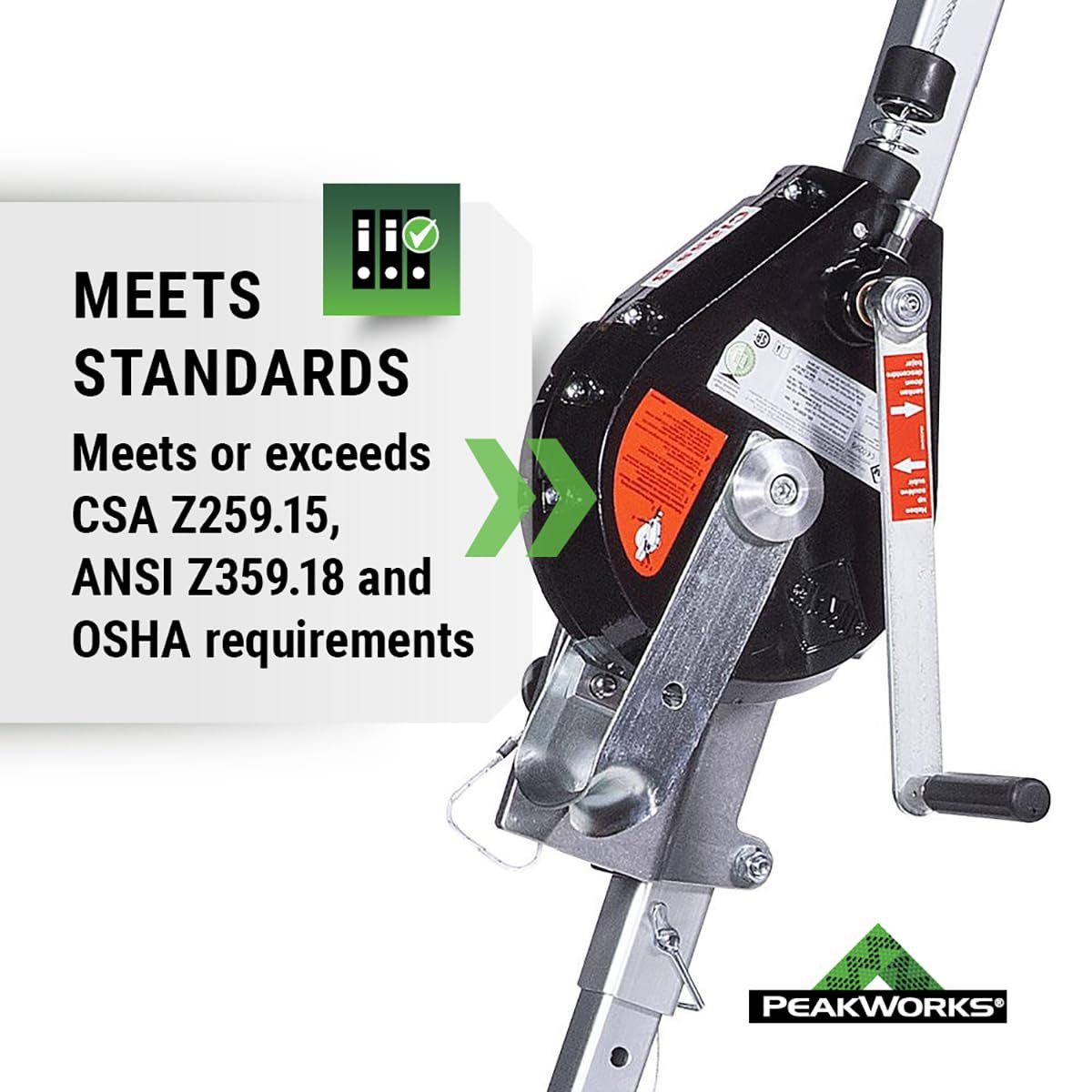 PeakWorks V85025 - Trípode, cabrestante de 65' (20 m) y bolsa - Kit para espacios confinados