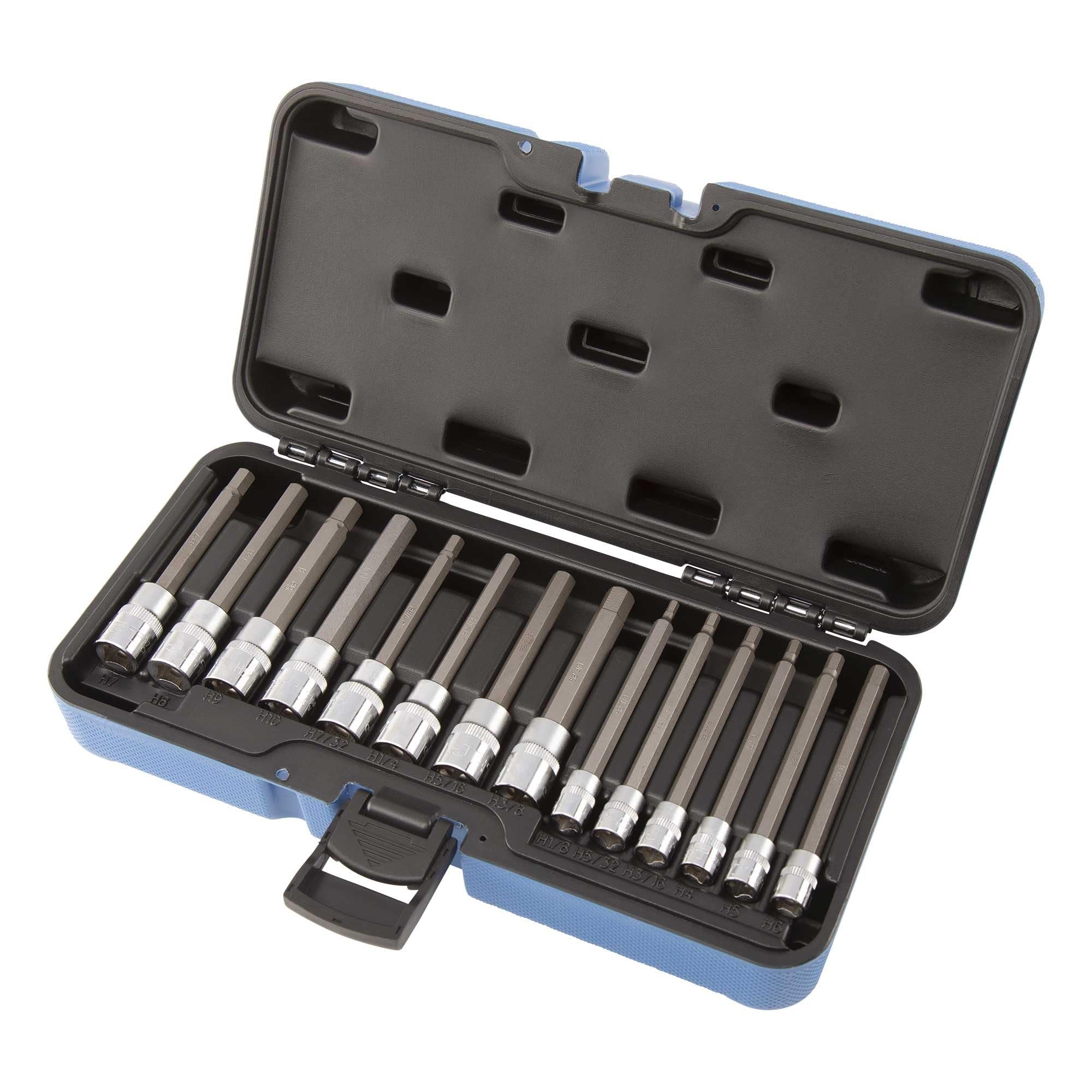 Jet 601808-14-Piece 3/8-inch Drive SAE/Metric Long Ball Hex Bit Socket Set