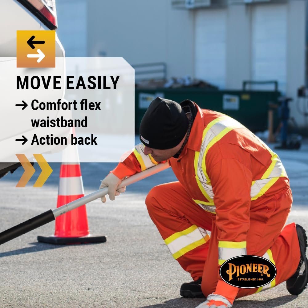 Pioneer CSA Action Back High Visibility Work Coverall with Elastic Waist & Adjustable Wrist, 7-Pocket