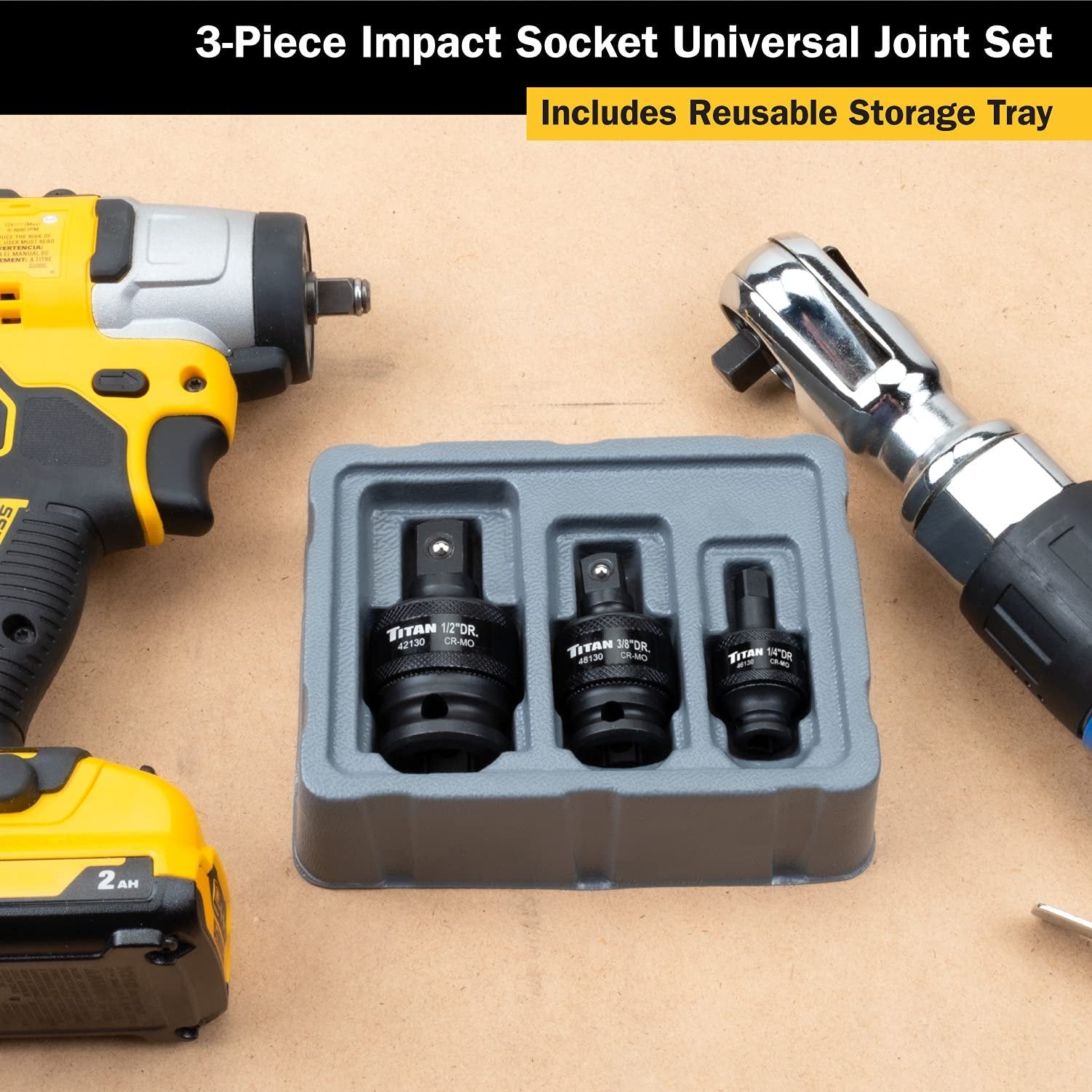 Titan TIT40160 Jeu de joints universels à douille à choc