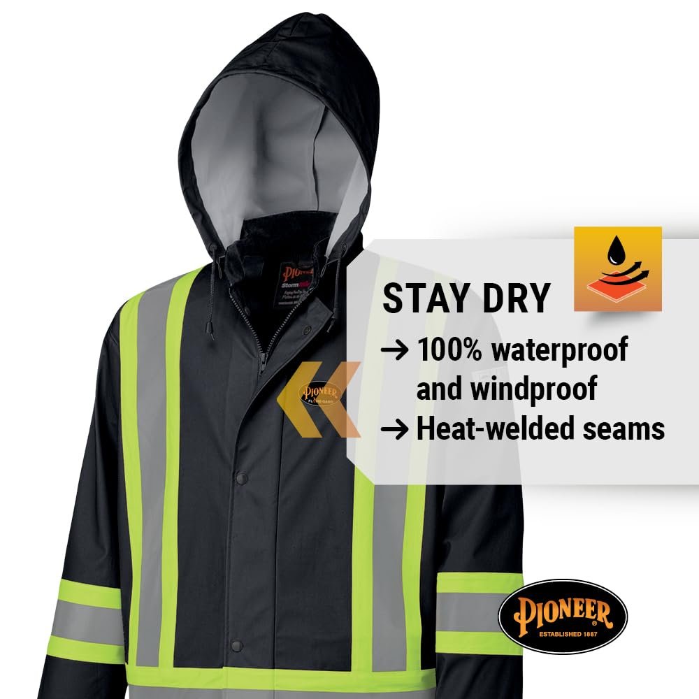 Pioneer V3520170 FR Oil & Chemical Resistant Rain Jacket - Hi-Vis Lightweight