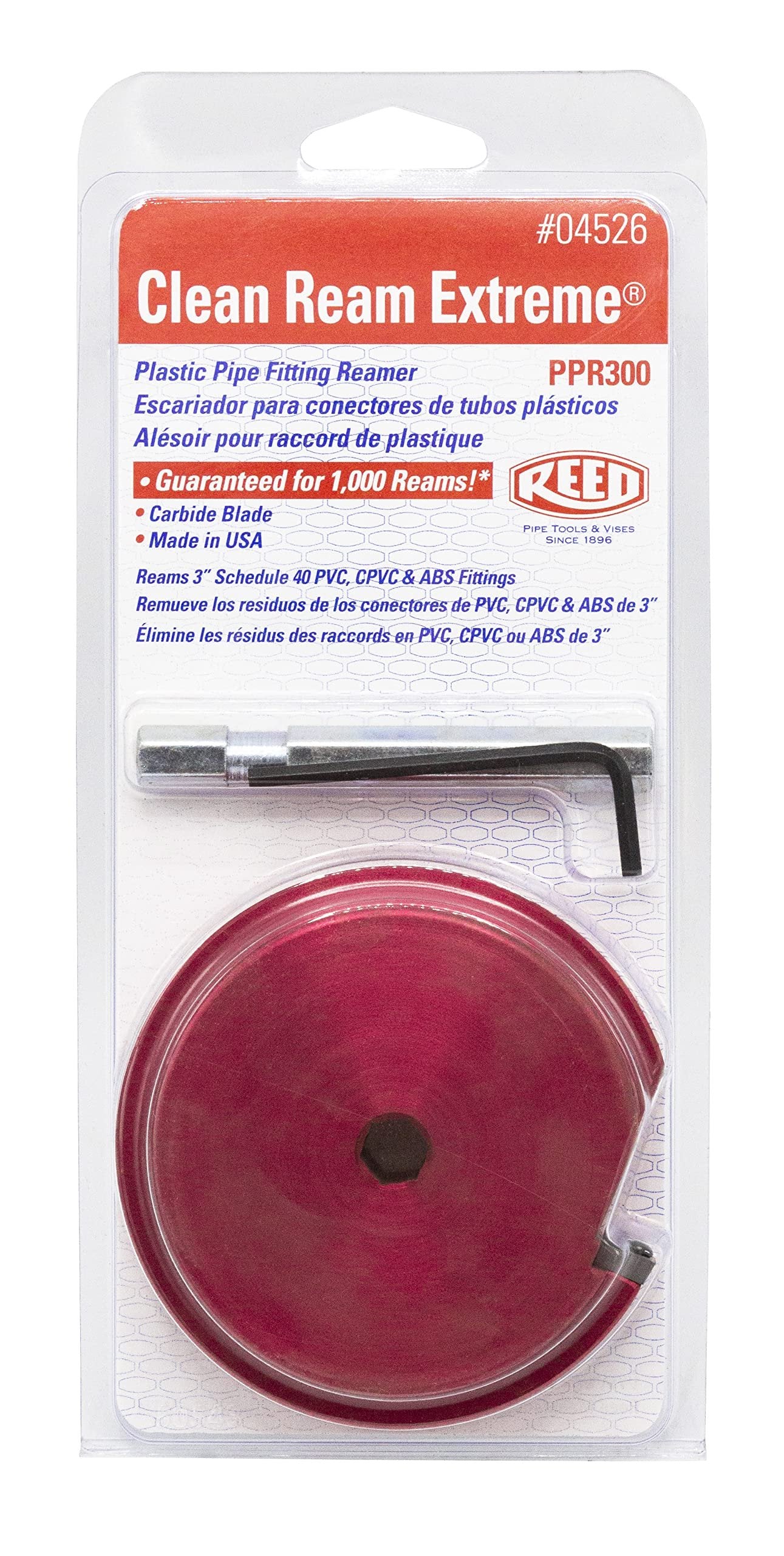 Reed Tool PPR300 Escariador para montaje de tuberías de plástico, 3 pulgadas