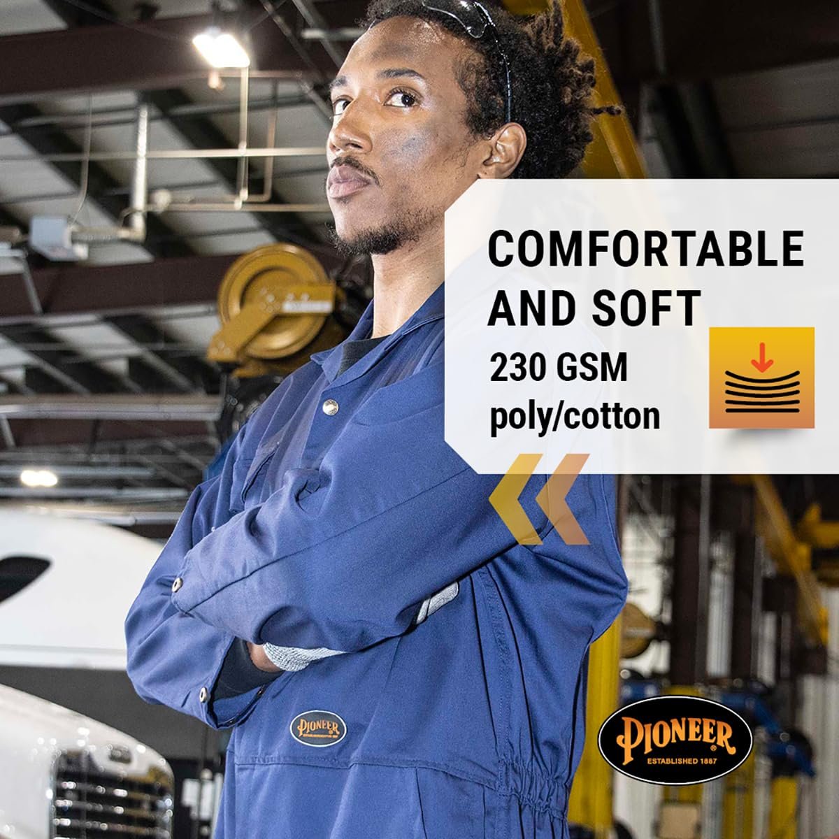 Pioneer 7-Pocket Heavy-Duty Work Coverall With Adjustable Wrist, Action Back and Elastic Waist, Tall Fit
