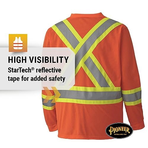 Pioneer Construction Quick-Dry Mesh High Visibility Work Safety Long Sleeve Shirt