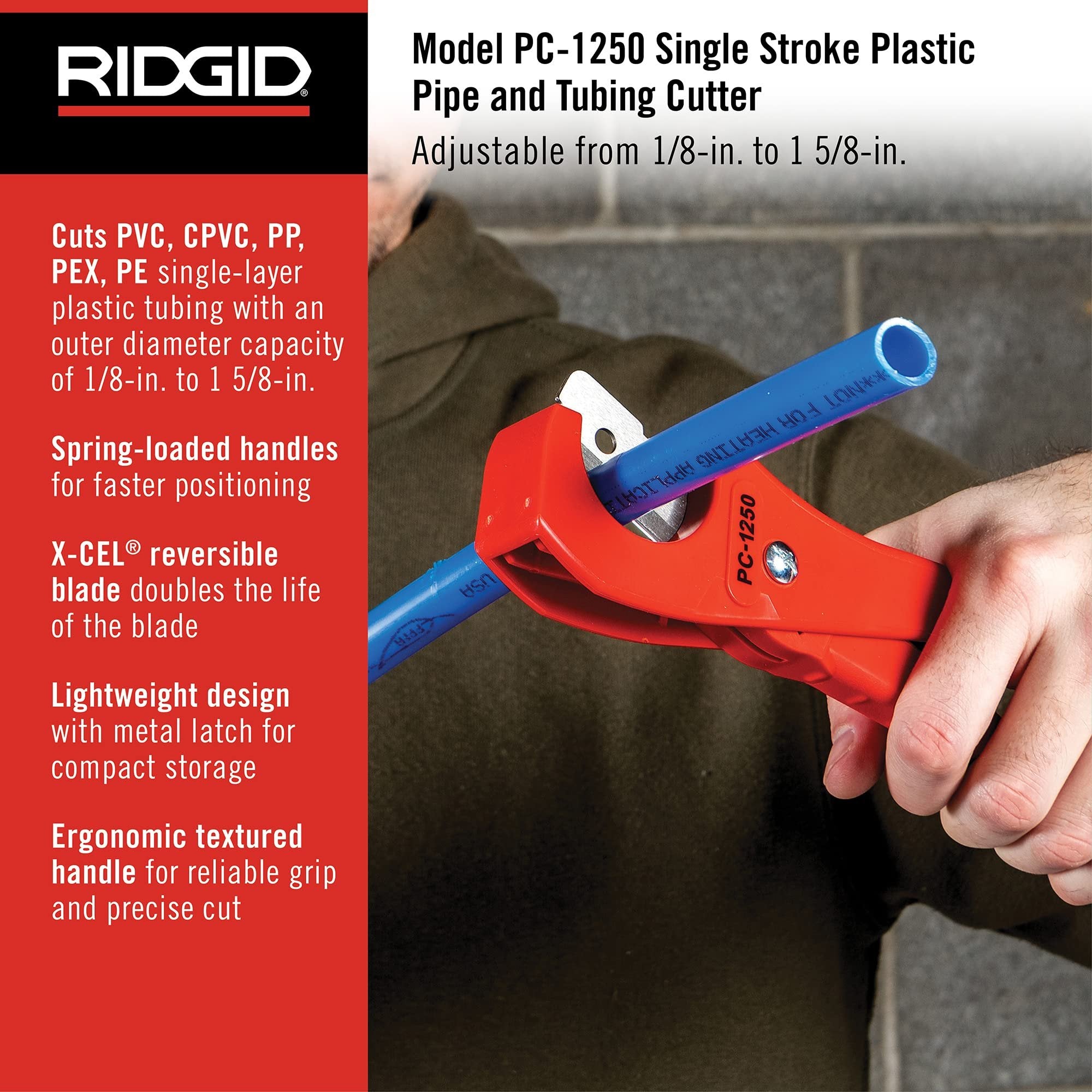 Ridgid Tools 23488 Cortador de tubos y tuberías de plástico estilo tijera