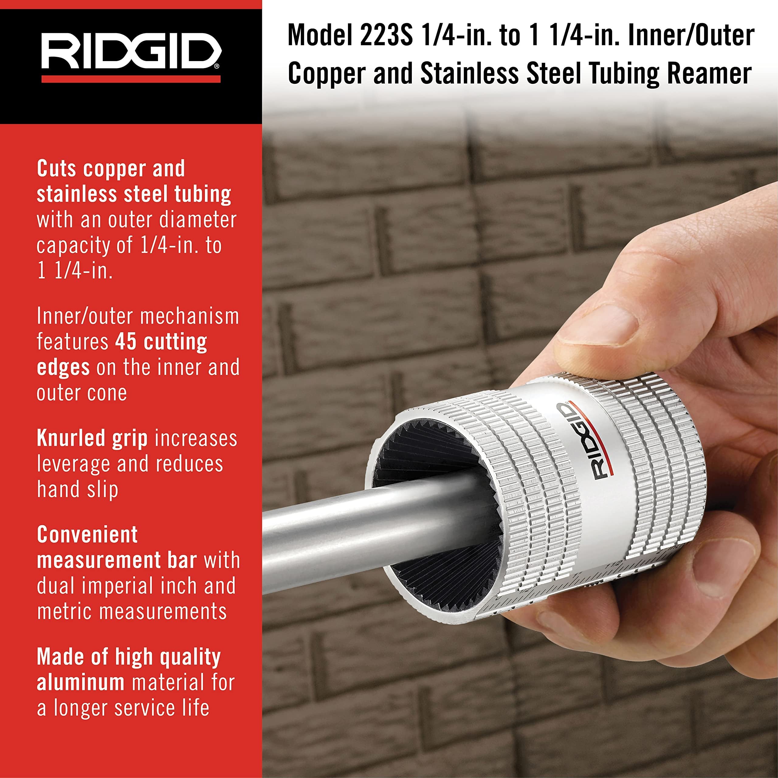RIDGID 29983 Inner-Outer Reamer – 1/4” Hardened Steel Construction
