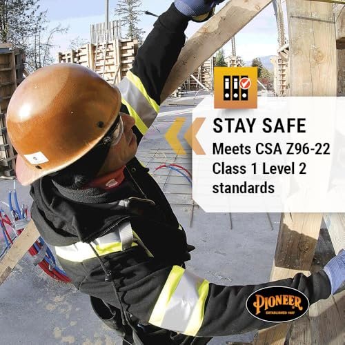 Pioneer V1060471 High Visibility Work Hoodie, Polyester Fleece