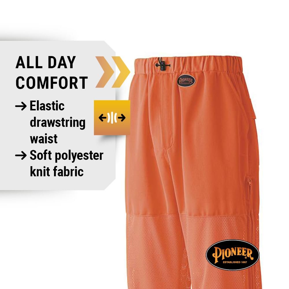 Pioneer Easy Boot Access 5 Pockets Work Pants, Adjustable Elastic Waist, Hi Vis and Reflective Stripe