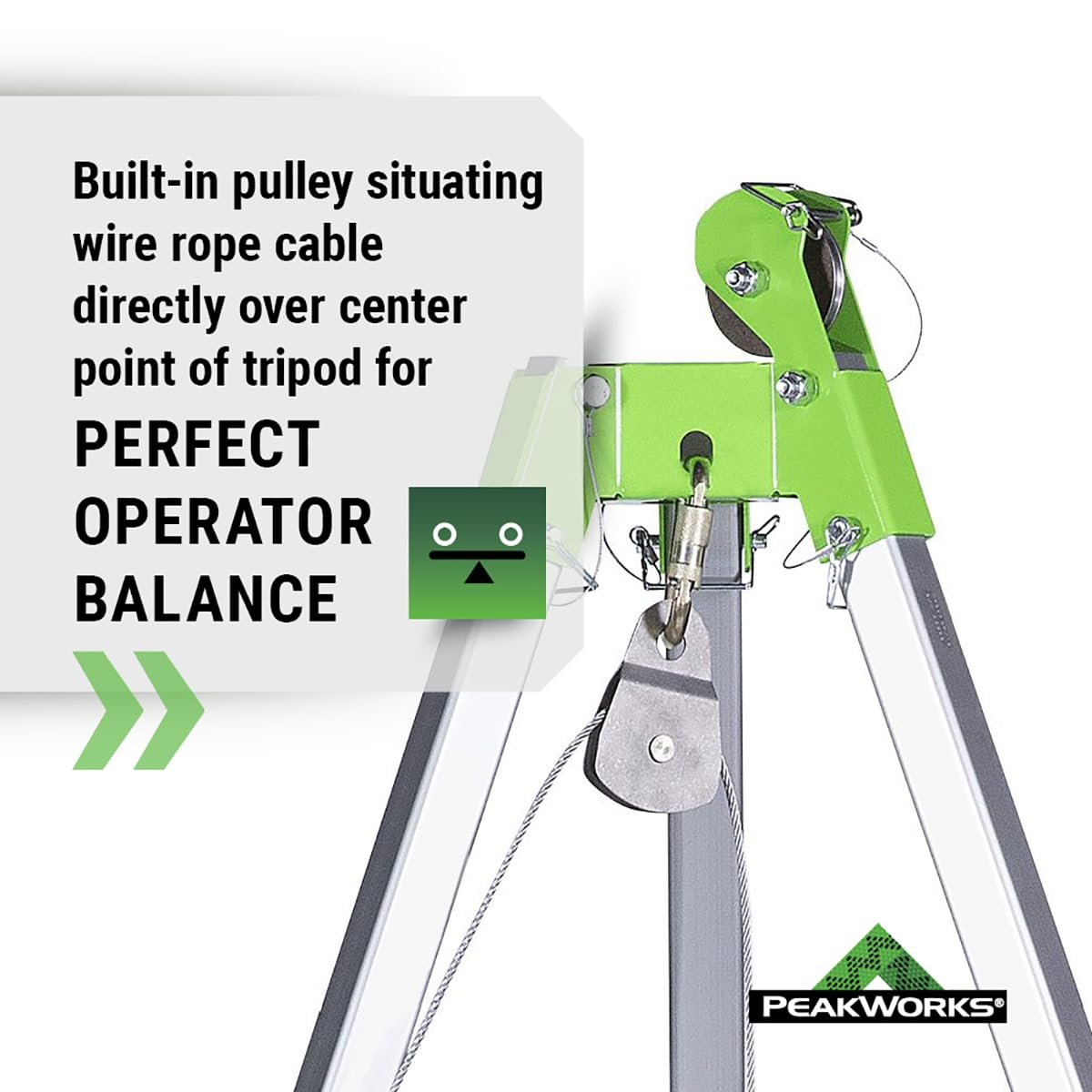 PeakWorks V85025 - Trépied, treuil homme de 65' (20 m) et sac - Kit pour espaces confinés