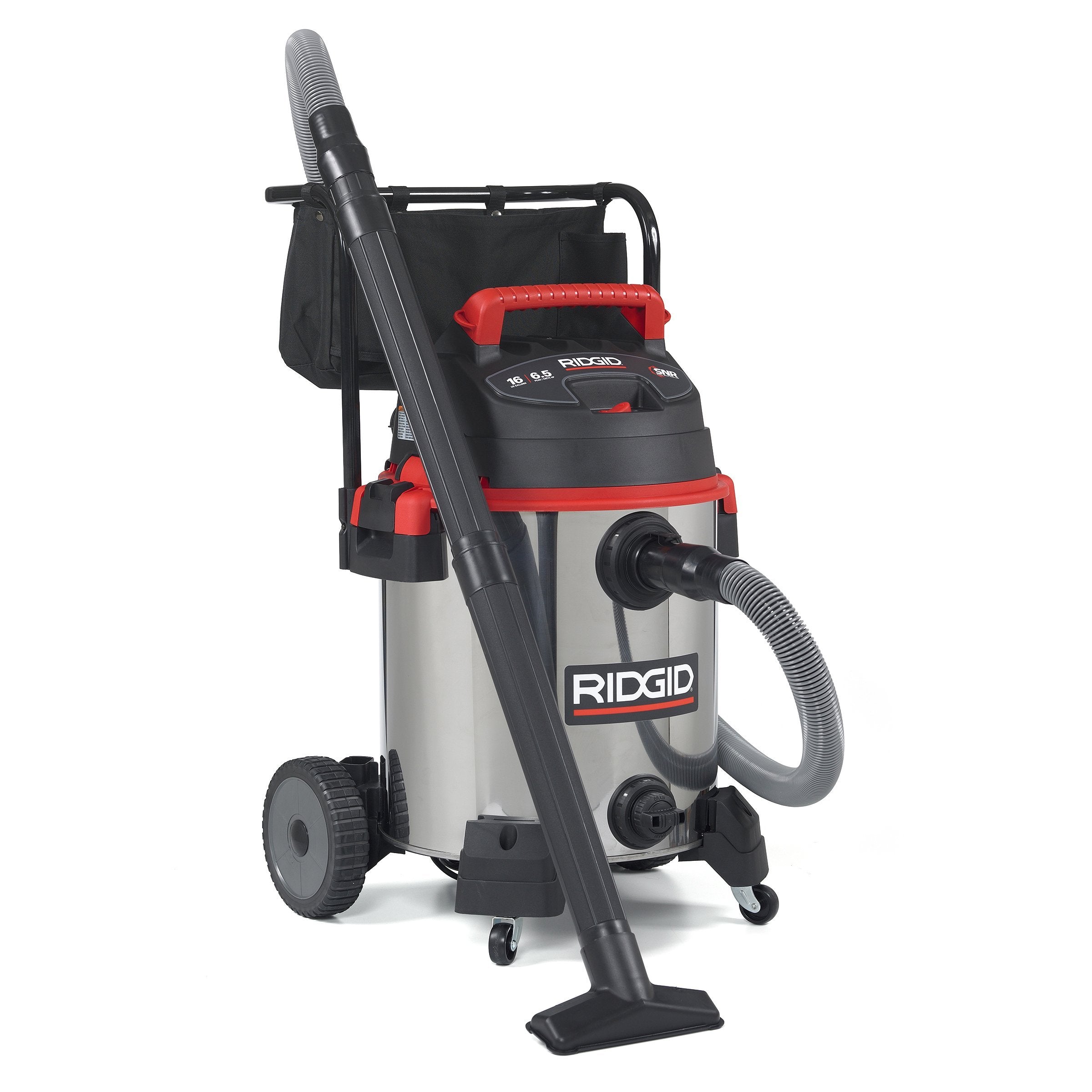 Ridgid 50353 Aspiradora en seco/mojado de acero inoxidable con carro, 16 galones, roja