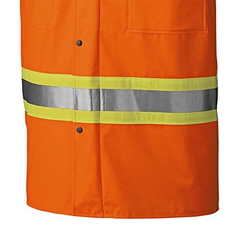 Pioneer V3520350 FR Oil & Chemical Resistant Long Rain Coat - Hi-Vis Lightweight, Orange