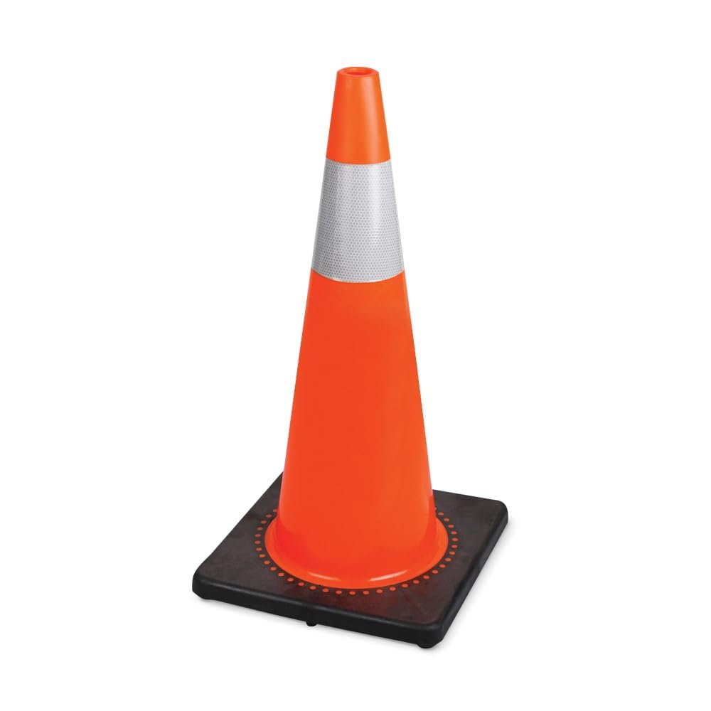 Pioneer V6200850-O/S Cono de seguridad flexible de PVC premium de 28" (70 cm), banda reflectante (cono de tráfico), naranja, 70 cm