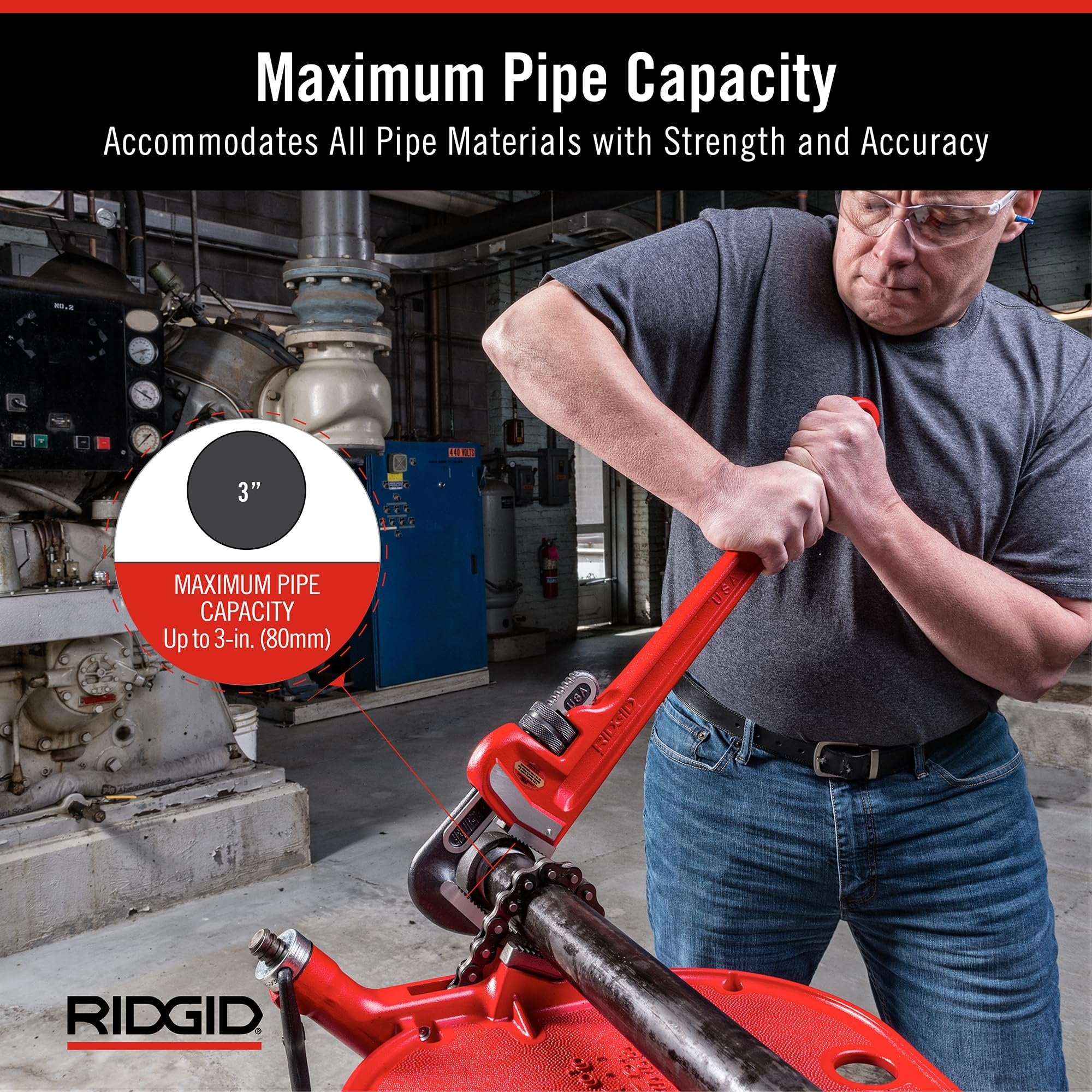 Ridgid Tools 31030 Llave para tubos recta de servicio pesado de 24 pulgadas