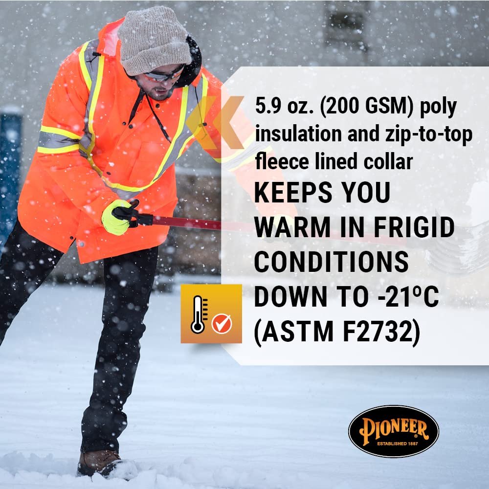 Pioneer Waterproof CSA High-Visibility Winter Safety Parka, 28º C Insulation, Multi-Pockets & Lightweight