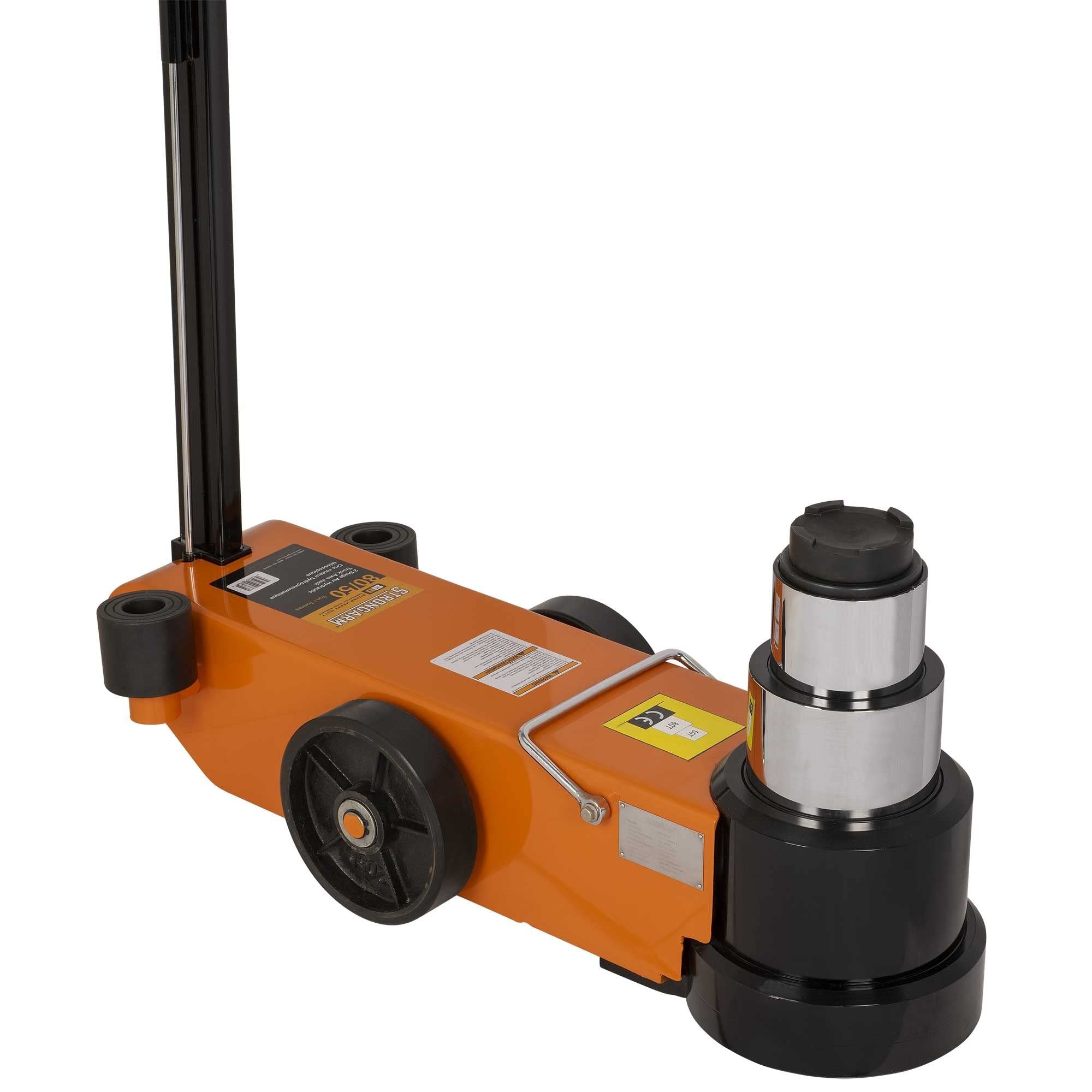 Strongarm Long Handle Super Heavy-Duty 2 Stage Air Hydraulic 80/50 Ton Truck Service Jack - Fleet, Military, Aircraft, 30477