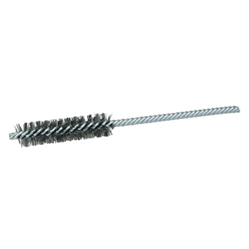 Weiler Power Tube Brush, acero, vástago redondo, doble vástago, doble espiral, diámetro de 1/2", diámetro de alambre de 0,004", vástago de 5/32", 2000 RPM (paquete de 1)