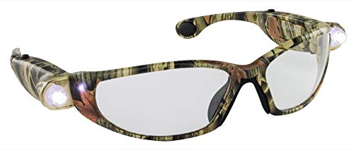SAS Safety 5422 Gafas de seguridad para inspectores LED - Marco de camuflaje color canela con luces LED - Lente transparente - Bolsa de plástico