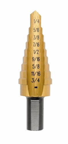 Broca escalonada con vástago IRWIN Unibit3T, revestimiento de nitruro de titanio, 1/4" a 3/4" por 3/8" (15103)