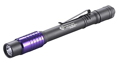 Streamlight 66148 Stylus Pro USB UV Rechargeable Pen Light with 120V AC Adapter, USB Cord and Nylon Holster