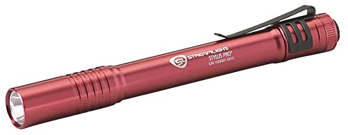 Streamlight 66120 Stylus Pro PenLight with White LED and Holster, Red - 100 Lumens, 2X AAA Alkaline Batteries
