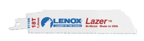 Lenox 20175-6118R 6-Inch 18TPI LAZER Heavy Duty Metal Cutting Bi-Metal Reciprocating Saw Blade, 25-Pack