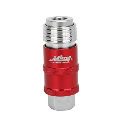 Milton Industries S-1750 5 in ONE Universal Safety Exhaust Quick-Connect Industrial Coupler, 1/4" FNPT , Red