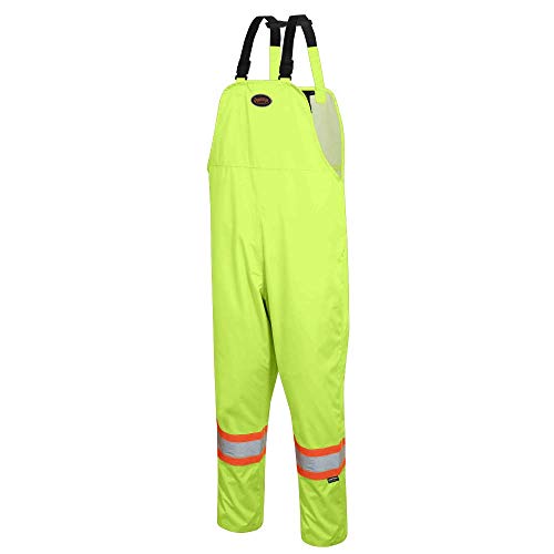 Pioneer V1082360-4XL Loose Fit Waterproof Work Bib Pants, Tear-Resistant Fully Adjustable, Men, Hi-Vis Green , 4XL - Clothing - Proindustrialequipment