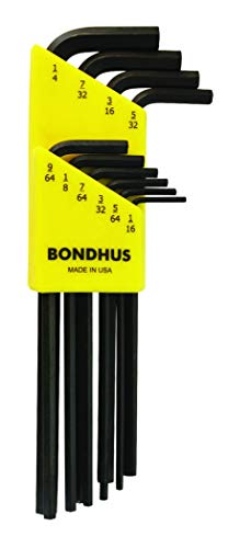 Bondhus 12138 Set of 10 Hex L-Wrenches, Long Length, Sizes 1/16-1/4-Inch - Proindustrialequipment