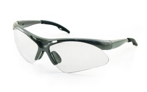 SAS Safety 540-0100 Diamondback Eyewear con bolsa de plástico, lente transparente/marco plateado