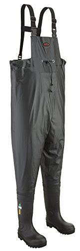 Pioneer V4720470-10 Heavy Duty Steel Toe Chest Wader, CSA Class 1, Black, 10 - Clothing - Proindustrialequipment