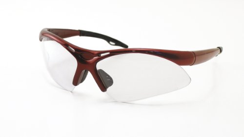 SAS Safety 540-0000 Diamondback Eyewear with Polybag, Clear Lens/Red Frame
