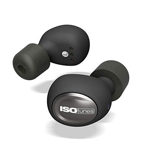 ISOtunes Free True Wireless Earplug Earbuds, 22 dB Noise Reduction Rating, 8 Hour Battery with 3 Case Charges, Noise Cancelling Mic, OSHA Compliant Bluetooth Hearing Protector (Matte Black)