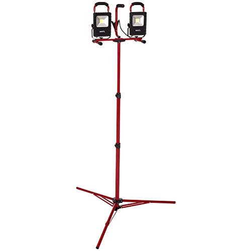 Bayco SL-1522 Luz de trabajo LED convertible de doble accesorio con soporte para trípode, 4400 lm, rojo/negro