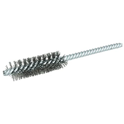Weiler Power Tube Brush, acero, vástago redondo, doble vástago, doble espiral, diámetro de 5/8", diámetro de alambre de 0,008", vástago de 7/32", 2000 RPM (paquete de 1)