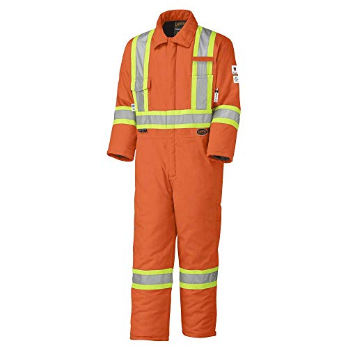 Pioneer Winter CSA Flame Resistant Hi Vis Insulated Work Coverall, Easy Boot Access & Action Back, Orange, 2XL, V2560151-2XL - Clothing - Proindustrialequipment