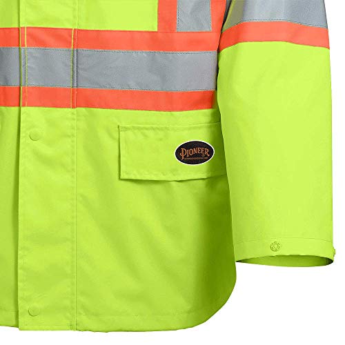 Pioneer V1081360-3XL Hi-Viz Safety Rain Jacket, Tear and Abrasion Resistant, Green, 3XL - Clothing - Proindustrialequipment