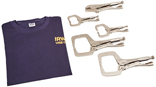 Juego de herramientas de bloqueo Irwin 74D Vise-Grip con camiseta gratis, 5 piezas