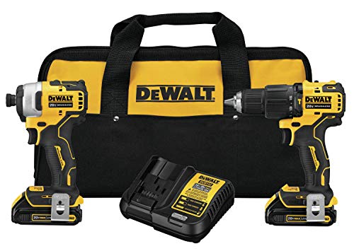 DEWALT Atomic 20V MAX* Kit combinado con taladro percutor y destornillador de impacto, 2 herramientas (DCK279C2)