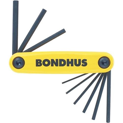 Bondhus 12589 GorillaGrip« Juego de 9 llaves hexagonales plegables, tamaños 5/64-1/4 pulgadas