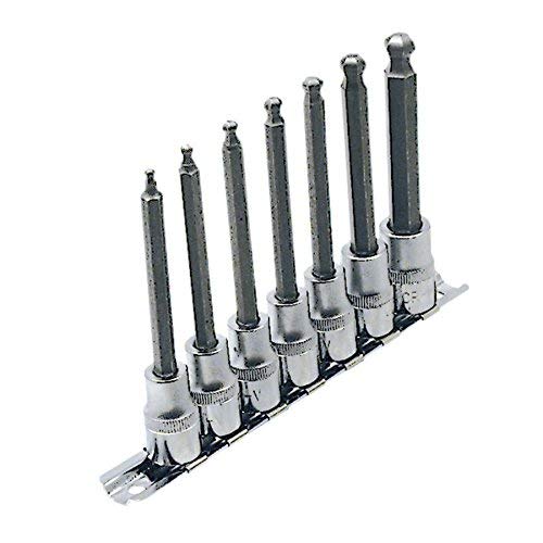 Jet 601804-7-Piece 3/8-inch Drive S.A.E. 4" Length Long Ball Nose Hex Bit Socket Set - Sockets and Tools Set - Proindustrialequipment