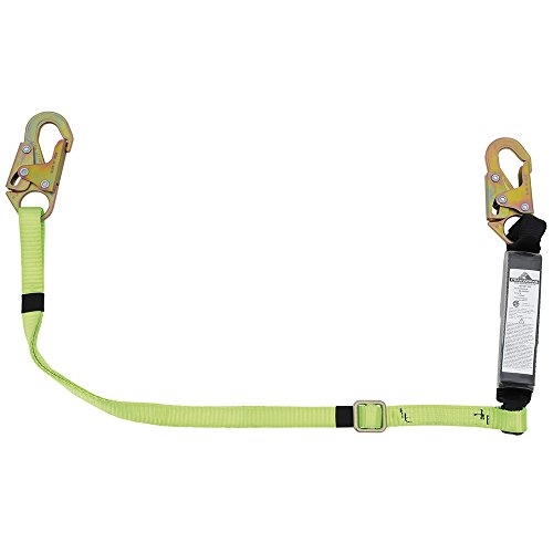 PeakWorks Adjustable 6' (1.8 m) Shock Pack - Snap Hooks - Single Leg - E4 Shock Absorbing Fall Arrest Lanyard Connector, 1" Webbing, V8104106A - Fall Protection - Proindustrialequipment