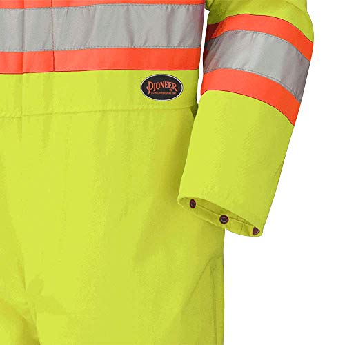 Pioneer 7-Pocket CSA High Visibility Safety Work Coverall, Action Back and Elastic Waist, Tall Fit, Yellow/Green, 46, V202056T-46 - Clothing - Proindustrialequipment