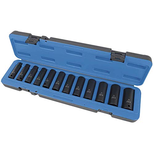 Jet 1/2-inch Drive, 12-Piece Deep Metric Professional Impact Socket Set, 6 Point, 610310 - Sockets and Tools Set - Proindustrialequipment