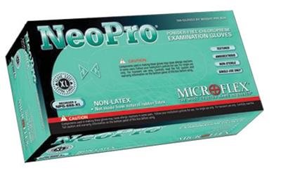 Microflex Large Green 9.6" NeoPro 5.1 mil Polychloroprene Ambidextrous Non-Sterile Powder-Free Disposable Gloves with Textured Fingers Finish and Beaded Cuffs (100 Each Per Box)