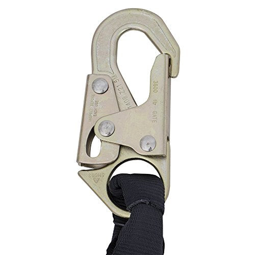 PeakWorks V81031065 -SHOCK ABSORBING LANYARD (110 – 220 LB CAPACITY) - SP - SINGLE LEG - SNAP HOOKS - 2.5' (0.8 M) - Fall Protection - Proindustrialequipment